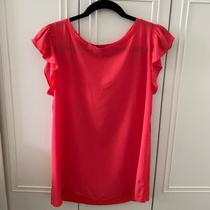 Loft, bright coral breezy top. Size small, new with tags.